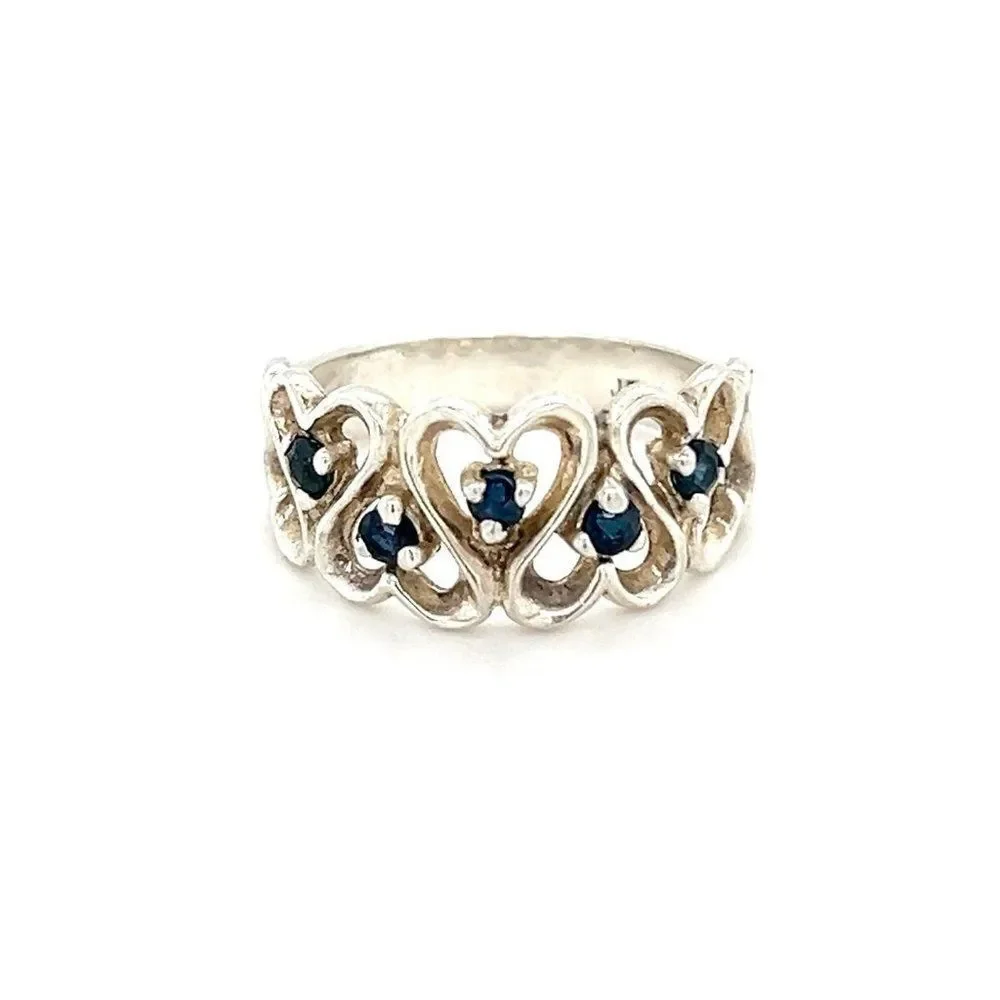 Sterling Silver 925 Blue Sapphires Ring‎